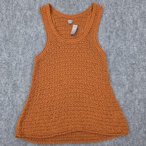 Aerie Sweater Tank Womens Large Orange Open Knit Boho Layer Beach Summer Top